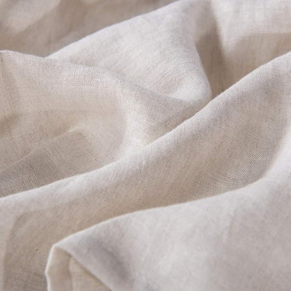 meadow park Washed Linen bedskirt, Queen Size 60" W x 80" L, Drop 16", Super Soft Ruffle, Natural Linen Color