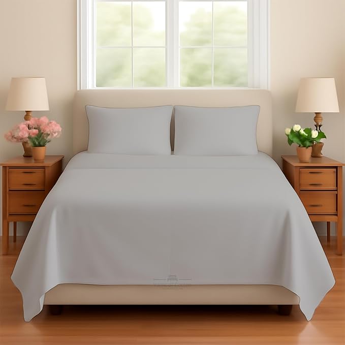 Sleeper Sofa 4 Piece Bed Sheet Set Premium Quality 100% Cotton 500 Thread Count, Smooth & Super Soft Sateen Weave, Extra Soft Bed Sheets, Wrinkle Free, 8 Inch Deep Pocket (Twin, Silver)