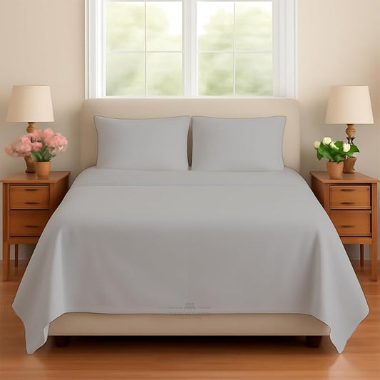 Sleeper Sofa 4 Piece Bed Sheet Set Premium Quality 100% Cotton 500 Thread Count, Smooth & Super Soft Sateen Weave, Extra Soft Bed Sheets, Wrinkle Free, 6 Inch Deep Pocket (Full, Silver)
