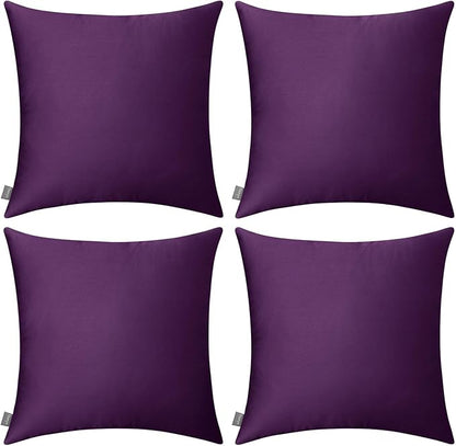 4-Pack 100% Cotton Comfortable Solid Decorative Throw Pillow Case,Thmyo Square Cushion Cover Pillowcase Sublimation Blank Pillow Covers DIY Throw Pillowcase for Couch Sofa(18x18 inch/ 45x45cm,Violet)