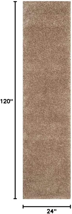 SAFAVIEH Milan Shag Collection Runner Rug - 2' x 10', Dark Beige, Solid Design, Non-Shedding & Easy Care, 2-inch Thick Ideal for High Traffic Areas in Living Room, Bedroom (SG180-1414)