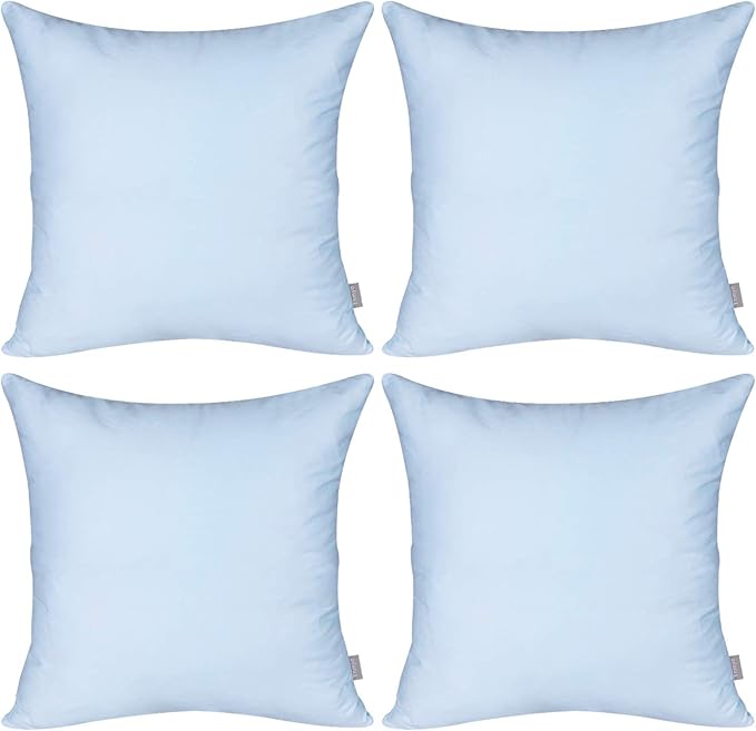 Thmyo 4-Pack 100% Cotton Comfortable Solid Decorative Throw Pillow Case, Square Cushion Cover Pillowcase Sublimation Blank Pillow Covers DIY Throw Pillowcase for Sofa(26x26 inch/ 66x66cm,Light Blue)