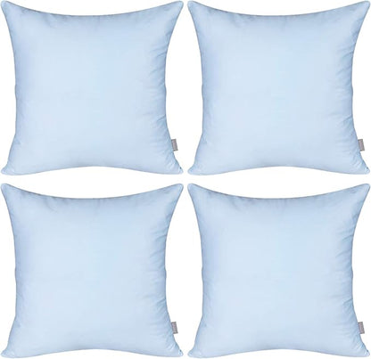 Thmyo 4-Pack 100% Cotton Comfortable Solid Decorative Throw Pillow Case, Square Cushion Cover Pillowcase Sublimation Blank Pillow Covers DIY Throw Pillowcase for Sofa(26x26 inch/ 66x66cm,Light Blue)