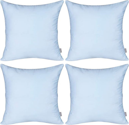 Thmyo 4-Pack 100% Cotton Comfortable Solid Decorative Throw Pillow Case, Square Cushion Cover Pillowcase Sublimation Blank Pillow Covers DIY Throw Pillowcase for Sofa(26x26 inch/ 66x66cm,Light Blue)