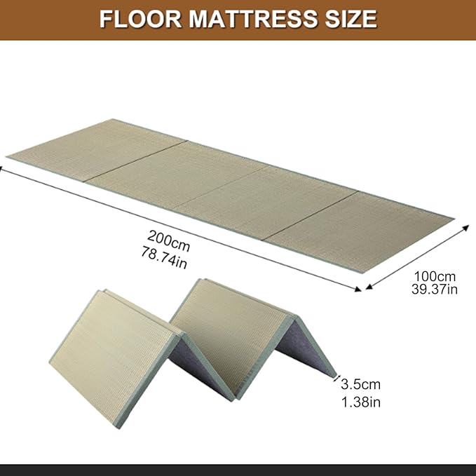 Japanese Traditional Tatami Mattress, Igusa (Rush Grass) Tatami Mat, Foldable Floor Mattress,Japanese Futon Bed,Meditation Mats for Floor,Summer Sleeping Mat
