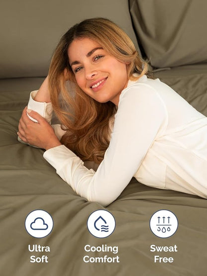 Extra Deep King Fitted Sheet - Hotel Luxury Single Fitted Sheet Only - Easily Fits 18 inch to 24 inch Mattress - Ultra Soft, Wrinkle Free w/Extra Deep Pockets - Easy-Care, Breathable & Comfy - Khaki