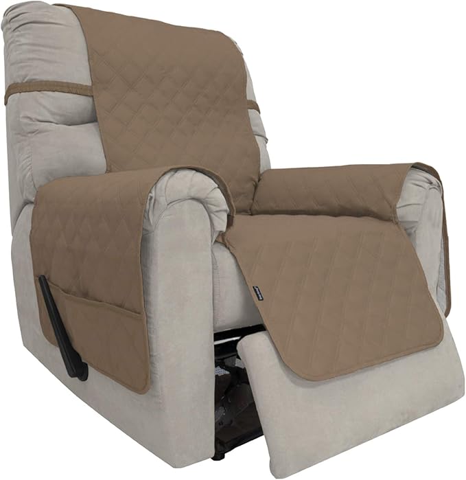 Easy-Going Sofa Slipcover Waterproof Recliner Chair Cover Non-Slip Fabric Couch Cover for Living Room Washable Furniture Protector for Pets Kids Children Dog Cat (Recliner, Camel)