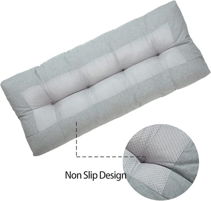 FUNHOME Outdoor Bench Cushion 45 x18 inch with Non-Slip Grips,Water Resistant Porch Swing Cushion,Bench Pillow Pads,Tufted Cushions for Patio Garden Furniture,45" Seat Cushions(Light Gray)