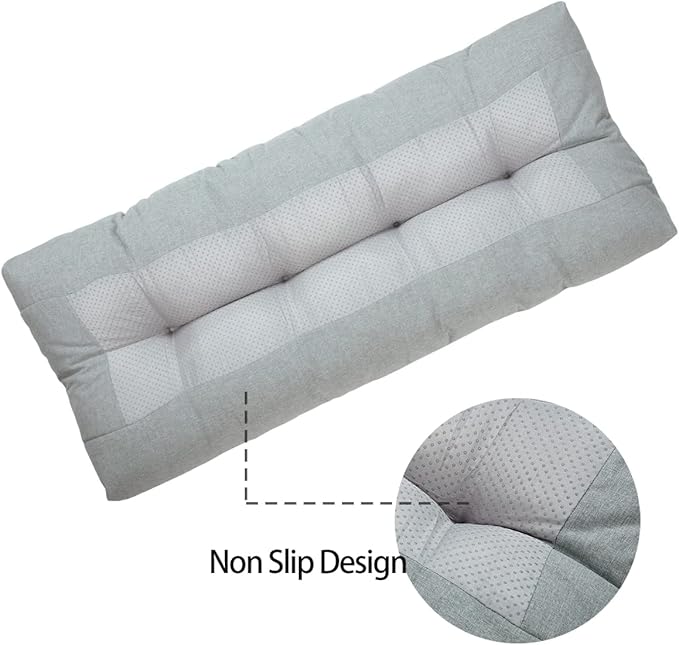 FUNHOME Outdoor Bench Cushion 42 x18 inch with Non-Slip Grips,Water Resistant Porch Swing Cushion,Bench Pillow Pads,Tufted Cushions for Patio Garden Furniture,42" Seat Cushions(Light Gray)