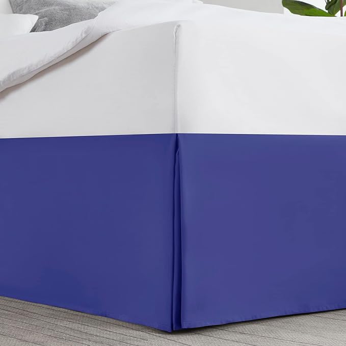 Nestl Royal Blue Full XL Bed Skirt - Full XL Size Bed Skirt 14 Inch Drop - Brushed Microfiber Bed Skirts - Hotel Quality Pleated Bed Skirt - Shrinkage & Fade Resistant