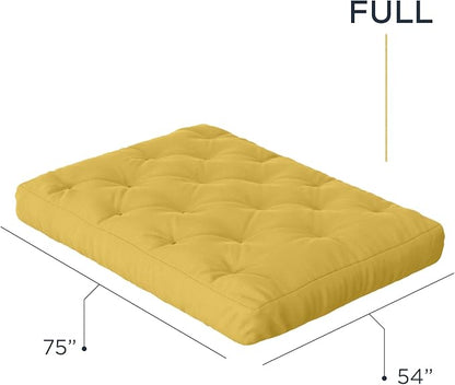 Royal Sleep Products by The Futon Factory 6 inch Foam Futon Mattress - Solid Mustard Cover - Full Size - CertiPUR Certified Foams - Made in USA - Replacement Mattress - (Frame not Included)