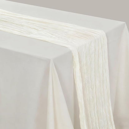 BALCONY & FALCON White Cheesecloth Table Runner 10FT 120 Inch Rustic & Boho Farmhouse Gauze Cheese Cloth Runners for Wedding Fall Thanksgiving Christmas Party Baby Shower Birthday Decor
