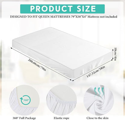 Breling Fitted Sheet (Sheet Only) Compatible with Milliard Trifold Mattress Folding Mattress Fitted Microfiber Bedsheet for Camp Bunk Rvs Bed(White,Queen,4'')