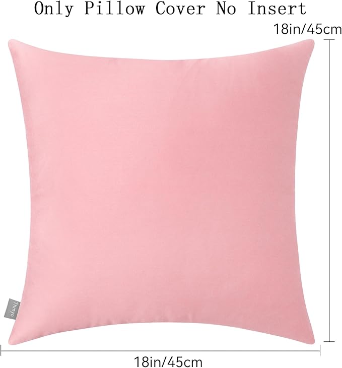 4-Pack 100% Cotton Comfortable Solid Decorative Throw Pillow Case,Thmyo Square Cushion Cover Pillowcase Sublimation Blank Pillow Covers DIY Throw Pillowcase for Couch Sofa(18x18 inch/ 45x45cm,Pink 2)