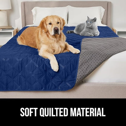 GORILLA GRIP Waterproof Couch Cover for Dogs, Gripped Slip Resistant Backing, Leak Proof Washable Dog Blanket Covers Sofa, Bed, Sectional, Crate, Car, RV Seats, Pet Puppy Essentials, 50x40 Navy Blue