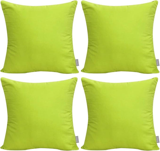 Thmyo 4-Pack 100% Cotton Comfortable Solid Decorative Throw Pillow Case, Square Cushion Cover Pillowcase Sublimation Blank Pillow Covers DIY Throw Pillowcase for Sofa(16x16 inch/ 40x40cm,Light Green)