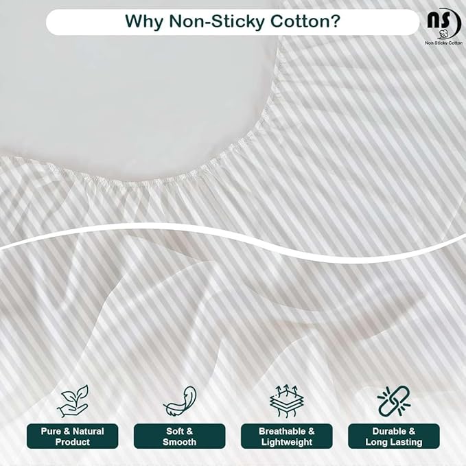 NON Sticky cotton Twin Size Sleeper Sofa Sheets, 4 Piece Egyptian Cotton Bed Sheet Set for Sofa Bed, 8" Deep Pocket for Pull Out Couch Mattress, 39" x 75", White Stripe, Soft & Breathable
