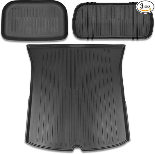 All Weather Cargo Liners for New 2025 2026 Tesla Model Y Juniper Trunk Mat with Front and Rear Frunk Trunk Tray Mats Protector Anti-Slip TPE Accessories (3PCS)