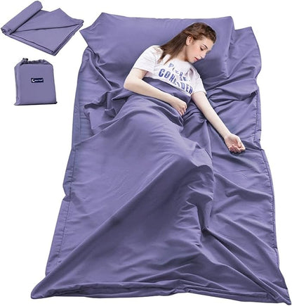 Sleeping Bag Liner Travel Sheets for Hotel Camping Sheets Travel Bed Sheets for Hotel Lightweight Single &Double Compact Sleeping Bag Sack Breathable Travel Sleeping Bag for Hotels Adult Compact Sacks