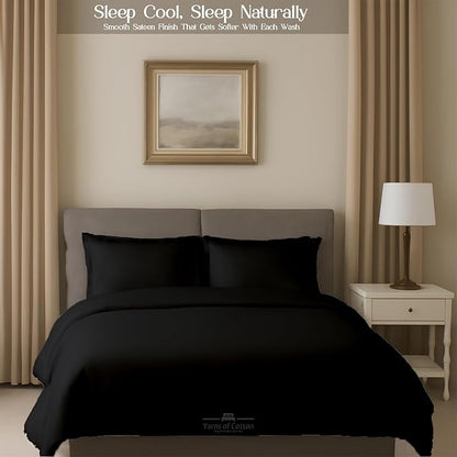 Sleeper Sofa 4 Piece Bed Sheet Set Premium Quality 100% Cotton 500 Thread Count, Smooth & Super Soft Sateen Weave, Extra Soft Bed Sheets, Wrinkle Free, 6 Inch Deep Pocket (Twin, Black)