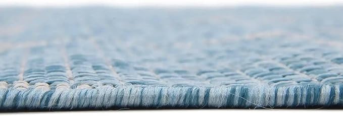 Unique Loom Outdoor Trellis Collection Area Rug (10' x 13' 1" Rectangle, Aquamarine/ Gray)