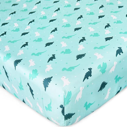Crib Sheets for Boys or Girls 4-Pack, Fitted Crib Sheet 52'' x 28'' for Standard Crib & Toddler Mattress, Soft and Breathable Material, Baby Crib Sheets Neutral, Aqua