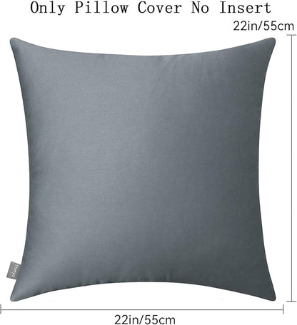 Thmyo 4-Pack 100% Cotton Comfortable Solid Decorative Throw Pillow Case, Square Cushion Cover Pillowcase Sublimation Blank Pillow Covers DIY Throw Pillowcase for Couch(22x22 inch/ 55x55cm, Dark Grey)