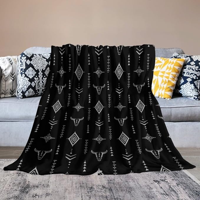 Southwest Blanket, Soft Native Tribal Vintage Abstract Ethnic Pattern Blanket Ethnic Aztec Print Throw Blanket for Couch Sofa 60"x80"