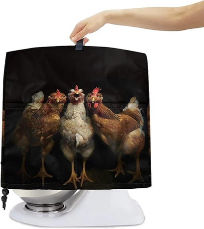 Funny Rooster 3D Print Stand Mixer Covers Kitchen Aid Mixer Cover Mixer Dust Cover with Pockets and Handle Kitchen Accessories Mixer Covers Black