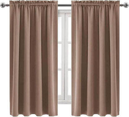 DWCN Blackout Curtains Room Darkening Thermal Insulated Bedroom Curtains Window Curtain Panels, 38 x 63 inches Long, Set of 2 Khaki Rod Pocket Drapes