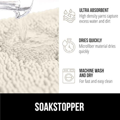 GORILLA GRIP SOAKSTOPPER Dog Door Mat, Machine Washable Rug Absorbent Doormat Captures Moisture Mud Dirt, Quick Dry Soft Chenille Entryway Rugs Indoor Entrance Mats for Dog Paws, 24x17 Cream