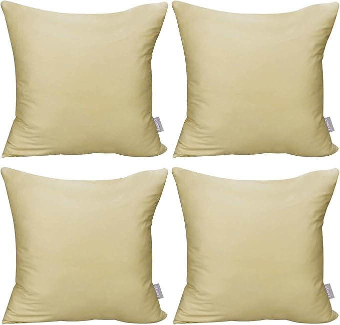 4-Pack 100% Cotton Comfortable Solid Decorative Throw Pillow Case,Thmyo Square Cushion Cover Pillowcase Sublimation Blank Pillow Covers DIY Throw Pillowcase for Sofa Bedroom(22x22 inch/ 55x55cm,Khaki)