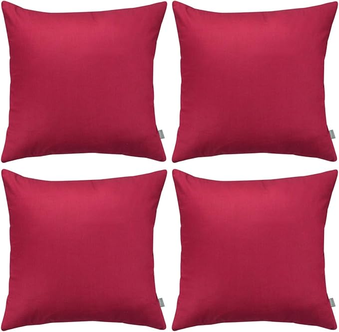 Thmyo 4-Pack 100% Cotton Comfortable Solid Decorative Throw Pillow Case, Square Cushion Cover Pillowcase Sublimation Blank Pillow Covers DIY Throw Pillowcase for Couch(16x16 inch/ 40x40cm,Dark red)