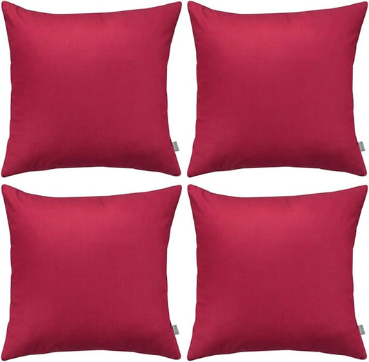 Thmyo 4-Pack 100% Cotton Comfortable Solid Decorative Throw Pillow Case, Square Cushion Cover Pillowcase Sublimation Blank Pillow Covers DIY Throw Pillowcase for Couch(16x16 inch/ 40x40cm,Dark red)