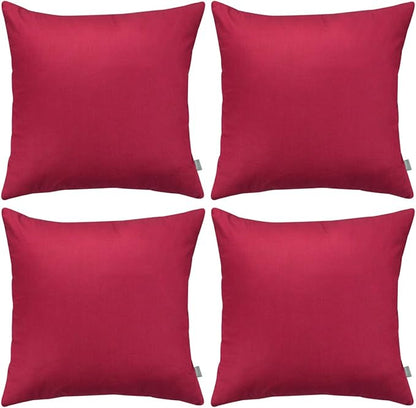 Thmyo 4-Pack 100% Cotton Comfortable Solid Decorative Throw Pillow Case, Square Cushion Cover Pillowcase Sublimation Blank Pillow Covers DIY Throw Pillowcase for Sofa(20x20 inch/ 50x50cm,Dark red)