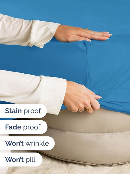 Extra Deep Full Fitted Sheet - Hotel Luxury Single Fitted Sheet Only - Easily Fits 18 inch to 24 inch Mattress - Ultra Soft, Wrinkle & Fade Free w/Extra Deep Pockets - Breathable & Comfy - Denim Blue