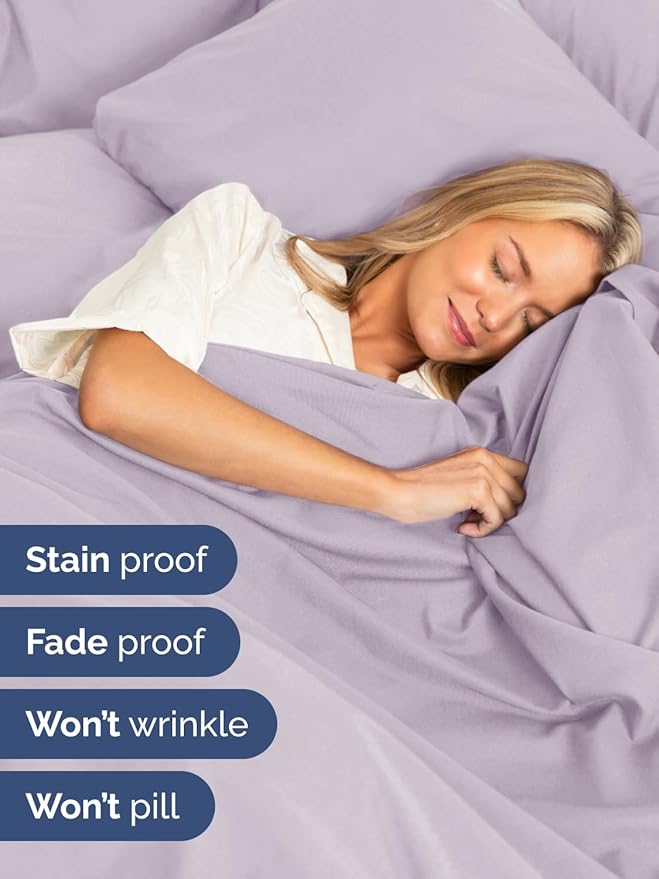 Extra Deep Pocket Cal King Sheets - 4 Piece Breathable & Cooling Bed Sheets - Hotel Luxury Bed Sheet Set - Soft, Wrinkle Free & Comfy - Easily Fits Extra Deep Mattresses - Light Lavender Sheets Set