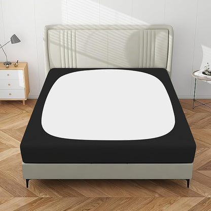 PureFit Stretchy Box Spring Cover Twin - Elastic Fitted Box Spring Wrap Around 4 Sides, Wrinkle & Fading Resistant Fits Twin Size Beds, Black