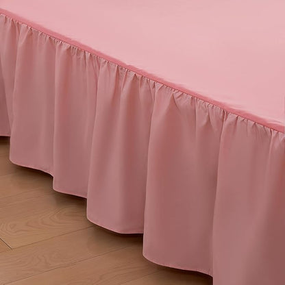 Bed Skirt Queen Size Ruffled Bed Skirt with Split Corners, 14 Inch Drop Dust Ruffle Bed Skirt with Platform,14 Inch, Peach