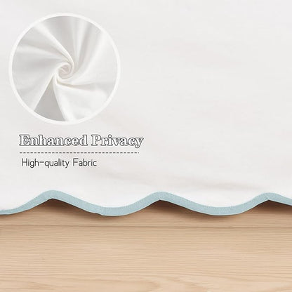 HIG Off-White Chic Twin XL Bed Skirt - Easy Fit Scallop Edge Pleated Bedskirts, 14 Inch Drop Anti-Slip Dust Ruffle, Thick Fabric for Enhanced Privacy, Pre-Washed for Long-Lasting Use(N60022)