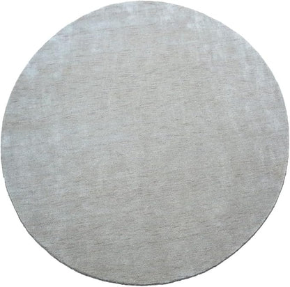 Hand Knotted Loom Wool ECO-Friendly Area Rugs - 6'x6', Round, Beige Color, Solid Plain Design, High Pile Thick Handmade Anti Skid Area Rugs for Living Room, Bed Room (L00111)
