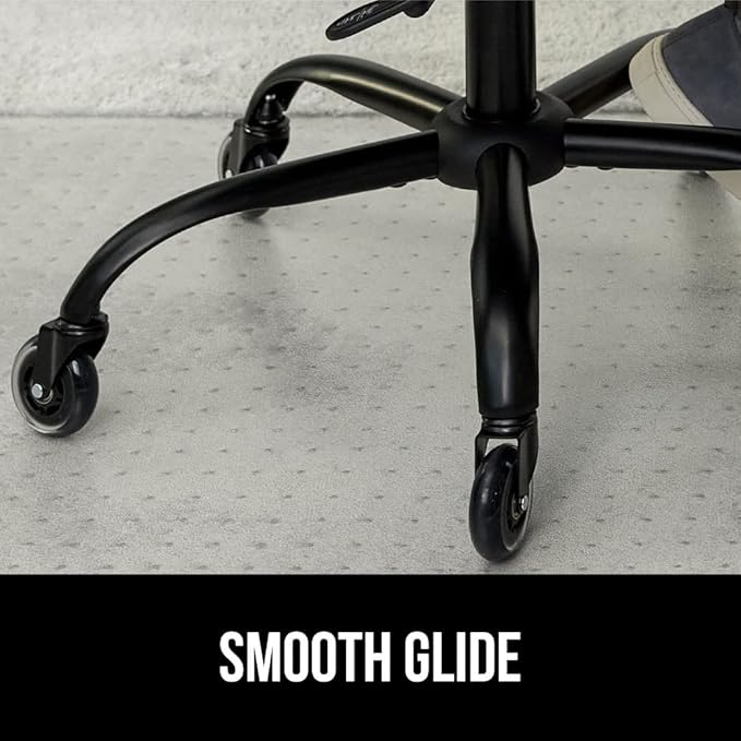 GORILLA GRIP Slip Resistant Office Chair Mat for Carpet Floors, Smooth Glide Under Desk Carpeted Floor Protector, Heavy Duty Plastic Computer Mats, Rolling Work and Gaming Chairs, 32.5x48 Lip, Clear