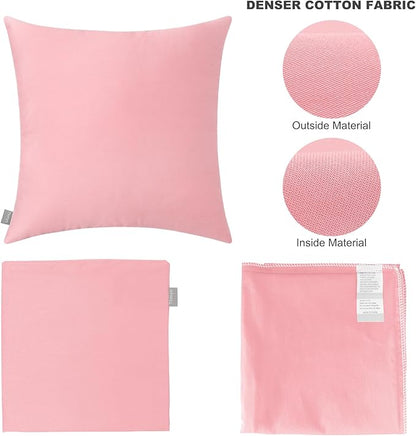 4-Pack 100% Cotton Comfortable Solid Decorative Throw Pillow Case,Thmyo Square Cushion Cover Pillowcase Sublimation Blank Pillow Covers DIY Throw Pillowcase for Sofa(20x20 inch/ 50x50cm,Pink 2)