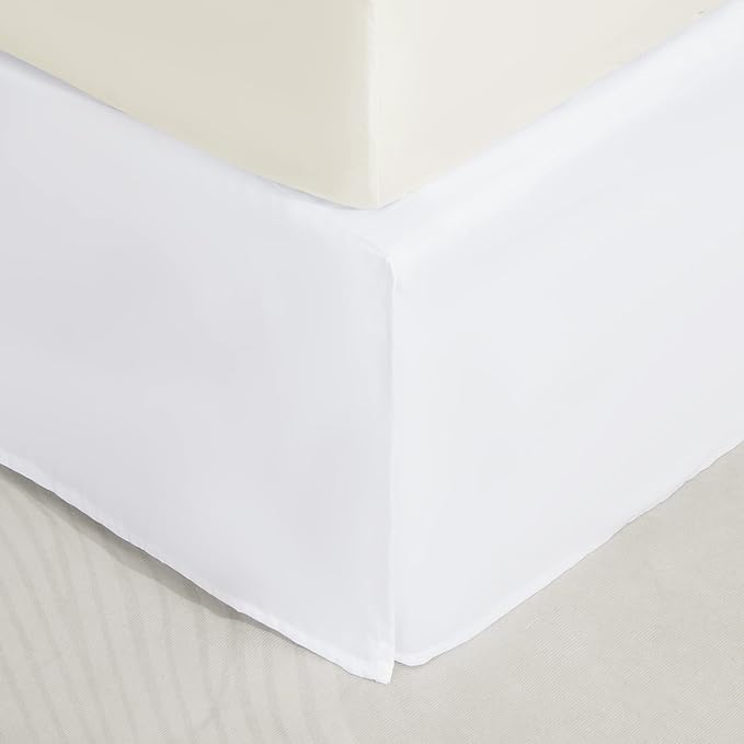 SONIVE Twin Bed Skirt,15" Drop Pleated Dust Ruffle,Classic Tailored Easy Fit Brushed Microfiber Skirts Hotel Quality Shrinkage & Fade Resistant White