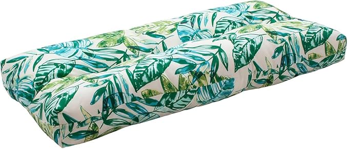 FUNHOME Outdoor Bench Cushion 48 x18 inch with Non-Slip Grips,Water Resistant Porch Swing Cushion,Bench Pillow Pads,Floral Tufted Cushions for Patio Garden Furniture,48" Seat Cushions(Palm Leaf)