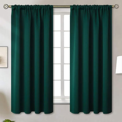 BGment Emerald Green Blackout Curtains 63 Inches Length for Bedroom - Pocket Thermal Insulated Room Darkening Drapes Christmas Decor for Dining Living Room, 52 x 63 Inch, 2 Panels
