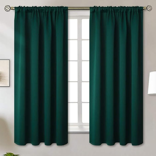BGment Emerald Green Blackout Curtains 63 Inches Length for Bedroom - Pocket Thermal Insulated Room Darkening Drapes Christmas Decor for Dining Living Room, 52 x 63 Inch, 2 Panels