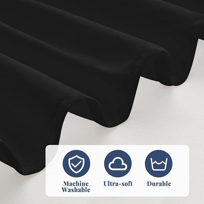 Queen Bed Skirt, Elastic Wrap Around Bed Skirt Queen Size, Bed Skirts for Adjustable Bed, Easy Fit with 14" Drop Length Tailored Drop Dust Ruffle (Black)