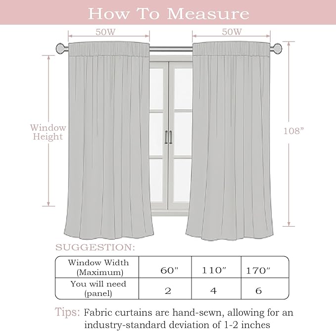 Simplebrand Blush Faux Linen Textured Semi Sheer Curtains 108 Inches Long 2 Panels for Living Room, Privacy Extra Long Light Filtering Farmhouse Thick Window Drapes for Large Window, 50 x 108 Inch
