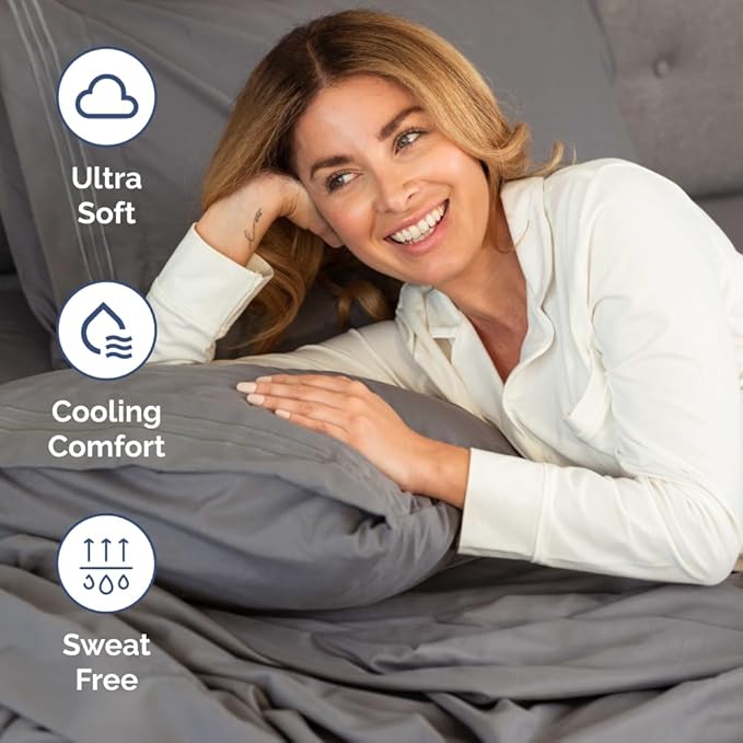 Split California King Bed Sheet Set - 5 Piece Split California King Size Sheets – Ultra-Soft & Wrinkle Free - Fits 8” to 16" Mattress w/ Deep Pockets - Breathable & Cooling Luxury Bedding – Dark Grey